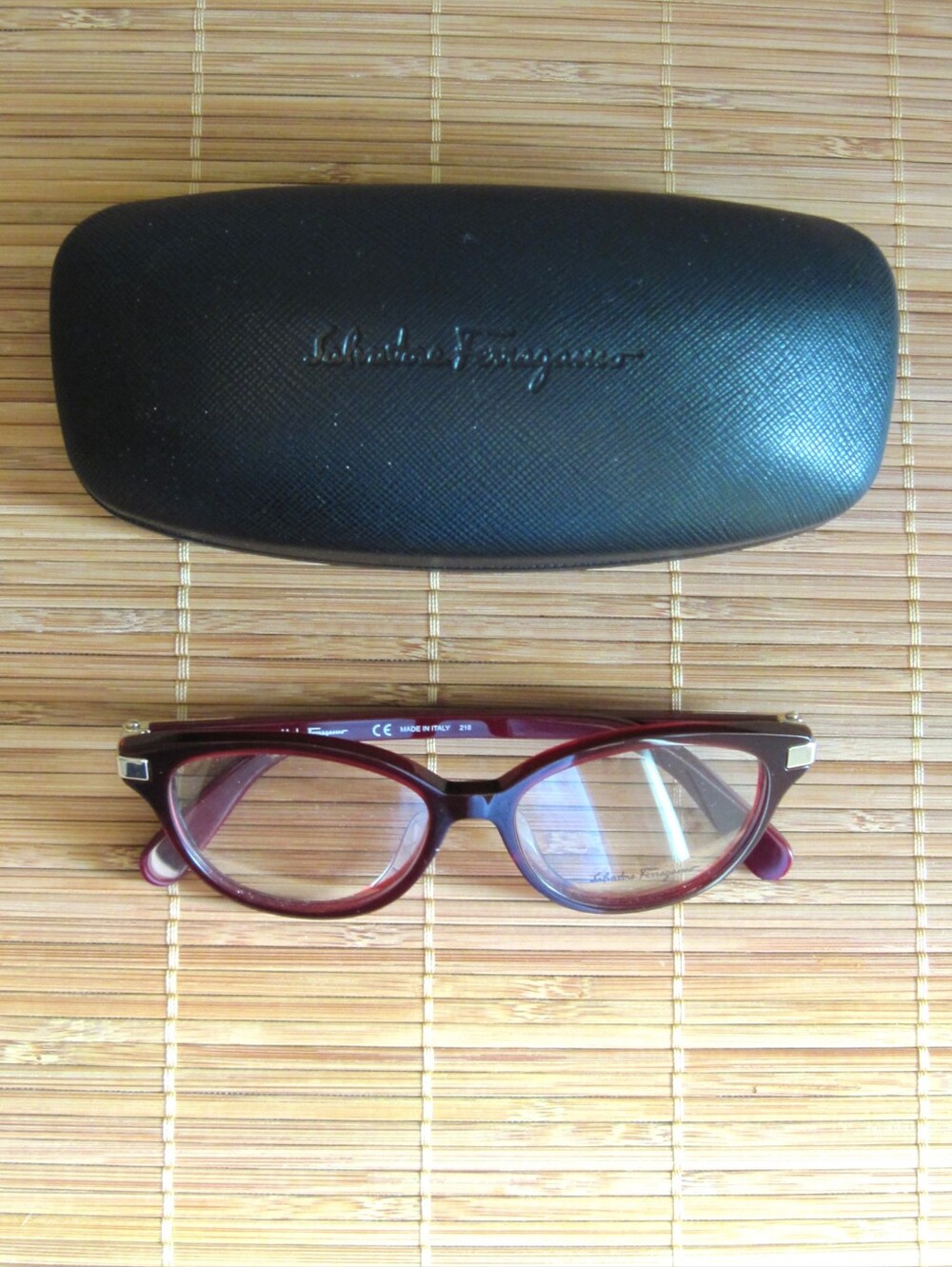 Salvatore Ferragamo Women's Red-Burgundy Acetate Eyeglass Frame